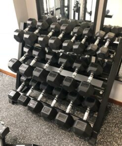 hex dumbell with rack